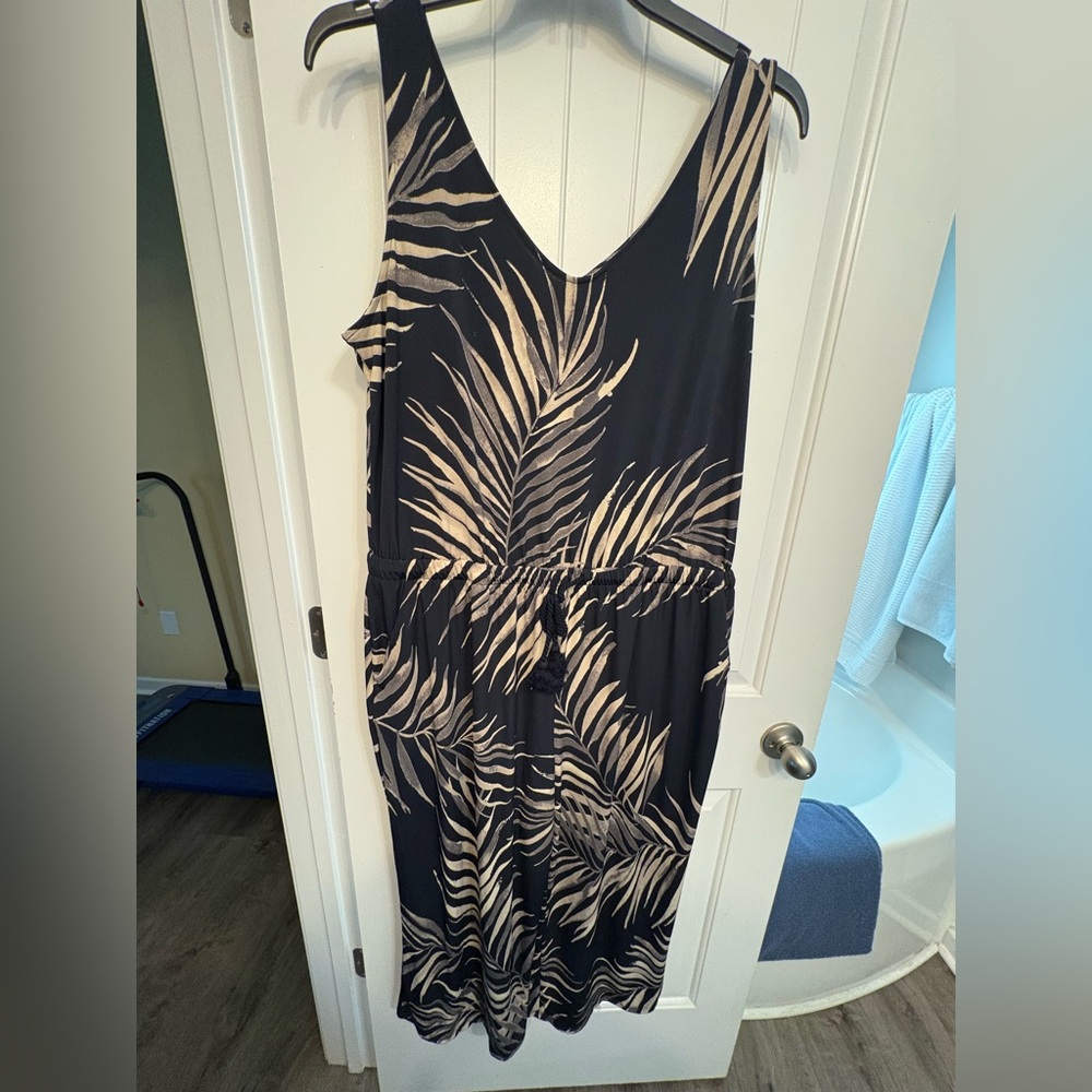 Black and Beige Palm Print Jumpsuit